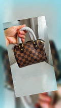 Mini Bolso Cuadros Marrón Elegante