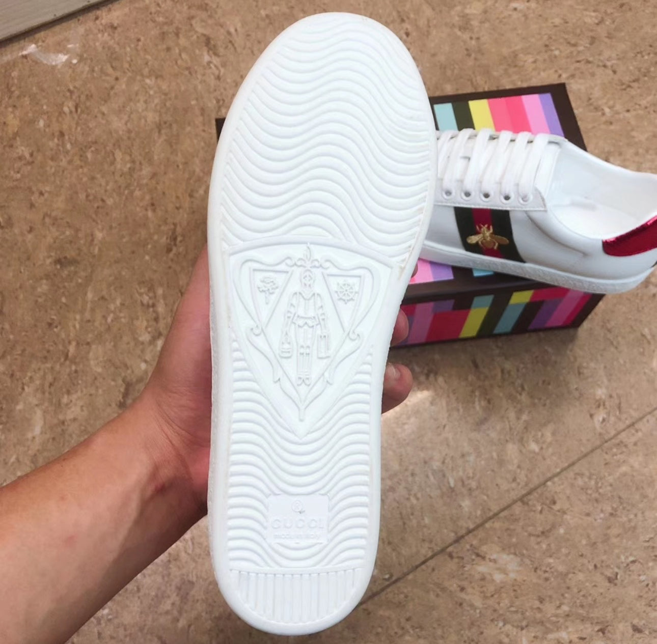 Tenis Blancos Estilo Gucci Unisex