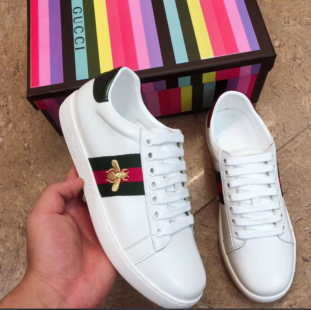 Tenis Blancos Estilo Gucci Unisex