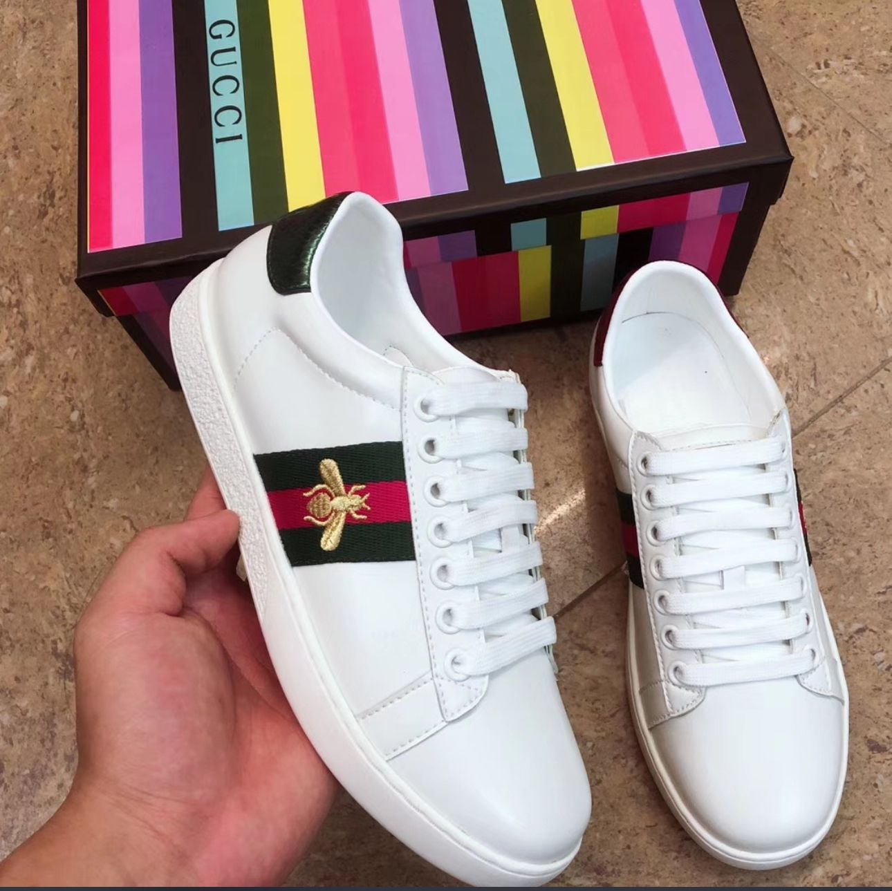 Tenis Blancos Estilo Gucci Unisex