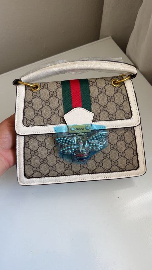 Bolsa tipo satchel GG con detalle de abeja azul
