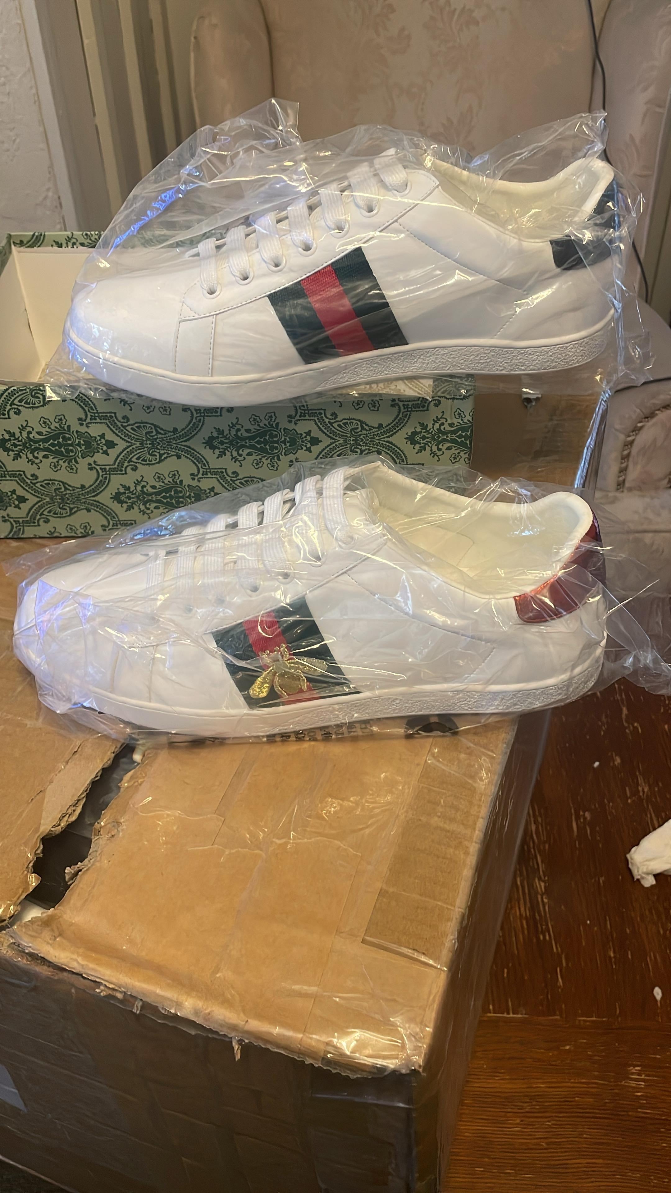 Tenis Blancos Estilo Gucci Unisex